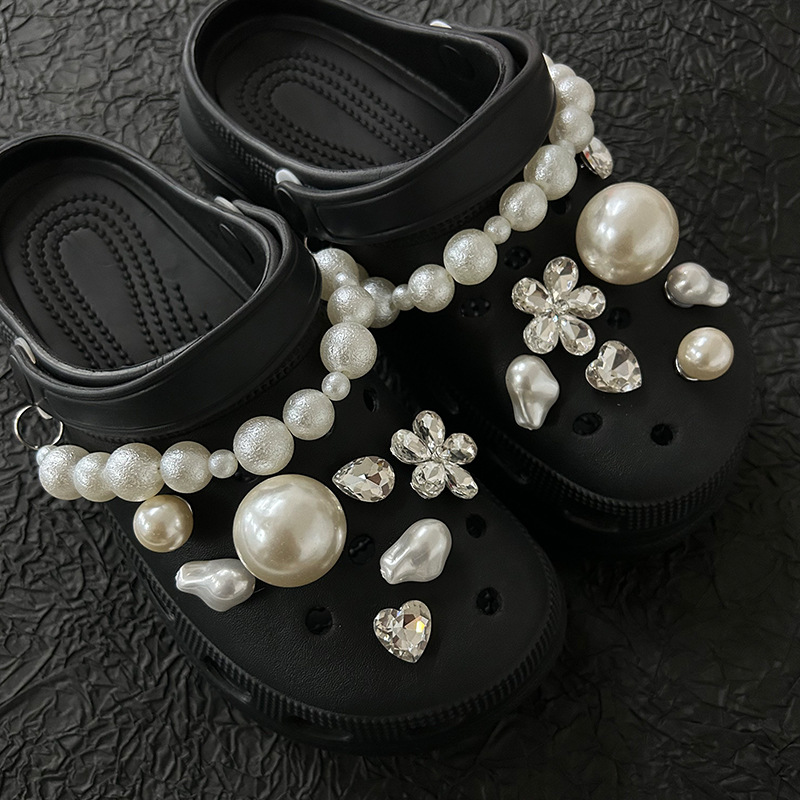 Hole Shoes DIY Decorative Accessories Joint Big Pearl Flower Shoes Flower Women's Shoes Rhinestone Jewelry Removable Shoe Buckle