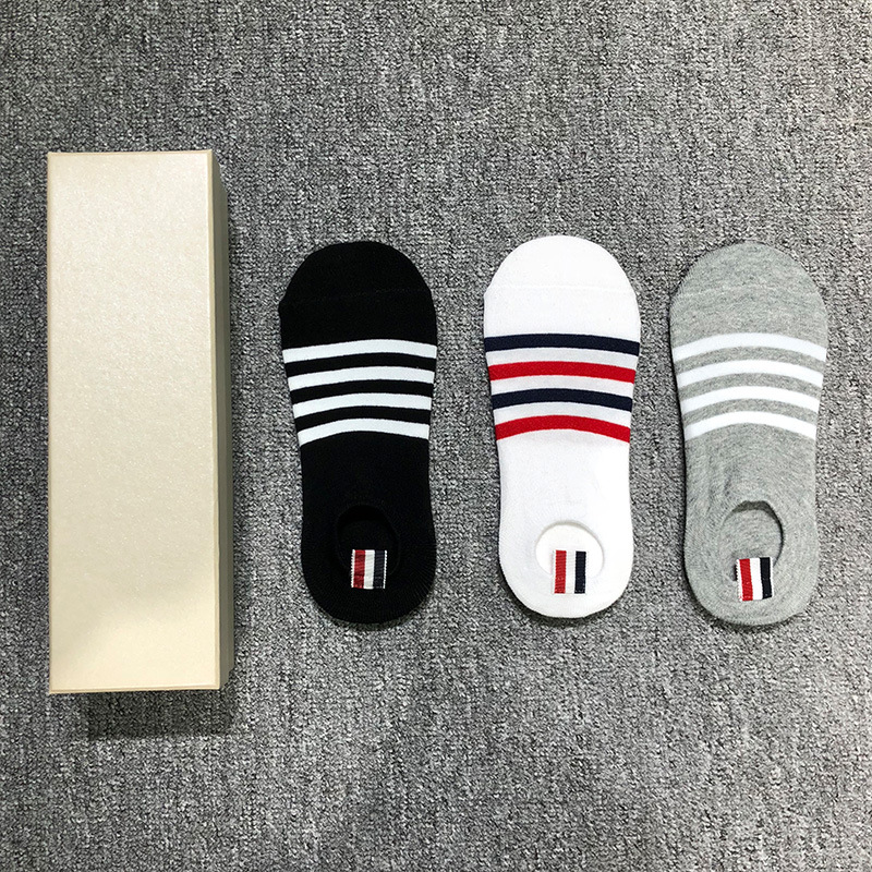 tb Invisible Socks Women's New Fashion Brand Four Bars Low Top Shallow Mouth Summer Sweat Absorbing Breathable Sports Cotton Boat Socks Socks