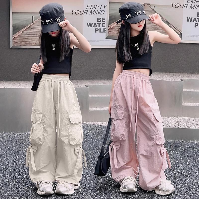 Girls' Cargo Casual Pants Spring and Autumn 2025 New Children's Mosquito-Proof Pants Big Girl Spring and Autumn Straight Pants