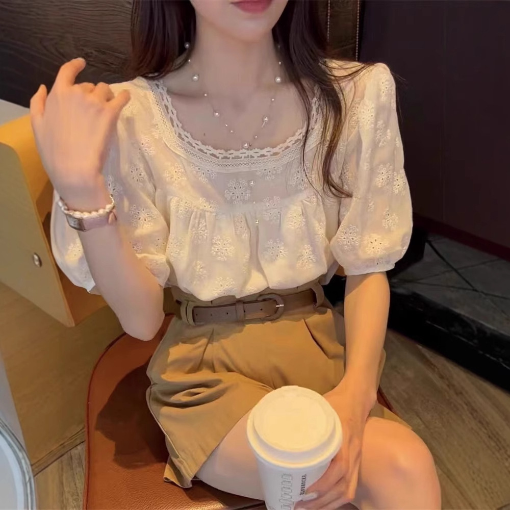 High-end Shirt Gentle Doll Shirt Women's Summer Chiffon Shirt Design Niche Loose Short Top Loose
