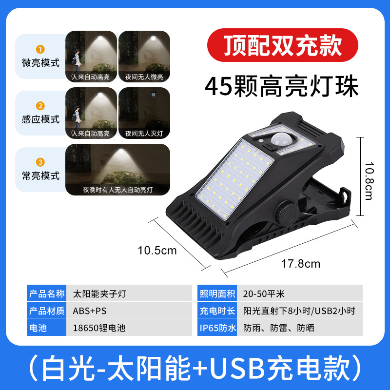 Picture of Solar Stall Night Market Light Super Bright Rechargeable Light Street Stall Outdoor Light Camping Style Emergency Lighting Led Clip Light