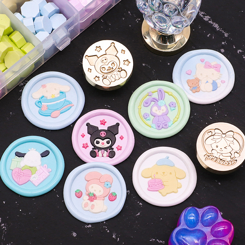 European Color Fire Paint Seal Copper Head Ready Pattern Childlike Series Finished Envelope Wax Seal Fire Paint Seal Head Wholesale