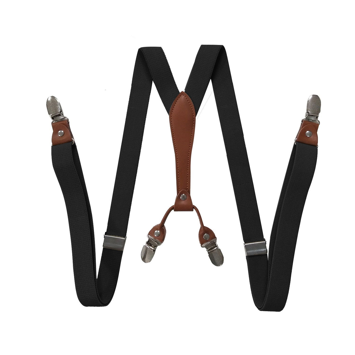 Picture of Cross-border supply 2.5cm adult 4-clip loose elastic suspenders for men and women elastic strap clip leather head