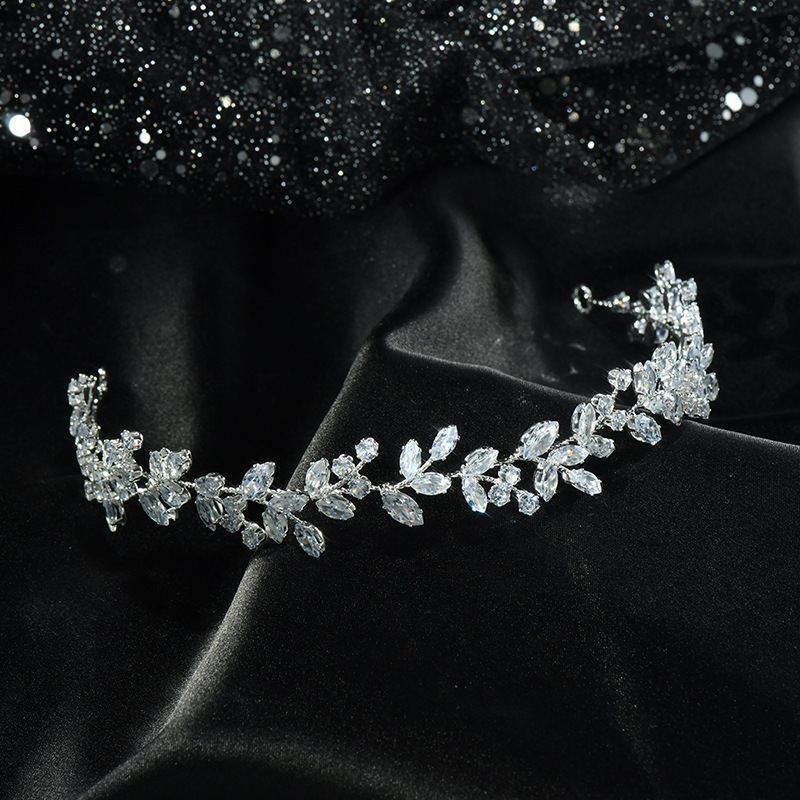 Picture of Korean Style Exquisite Crystal Hair Accessories Bridal Crown Wedding Headband Princess Prom Headdress Tassel Headband Accessories