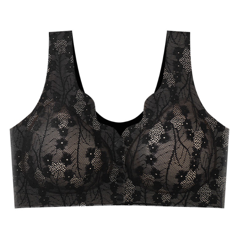 Middle-aged and elderly mothers seamless front buckle breast collection underwear vest underwear women's plus size wireless bra