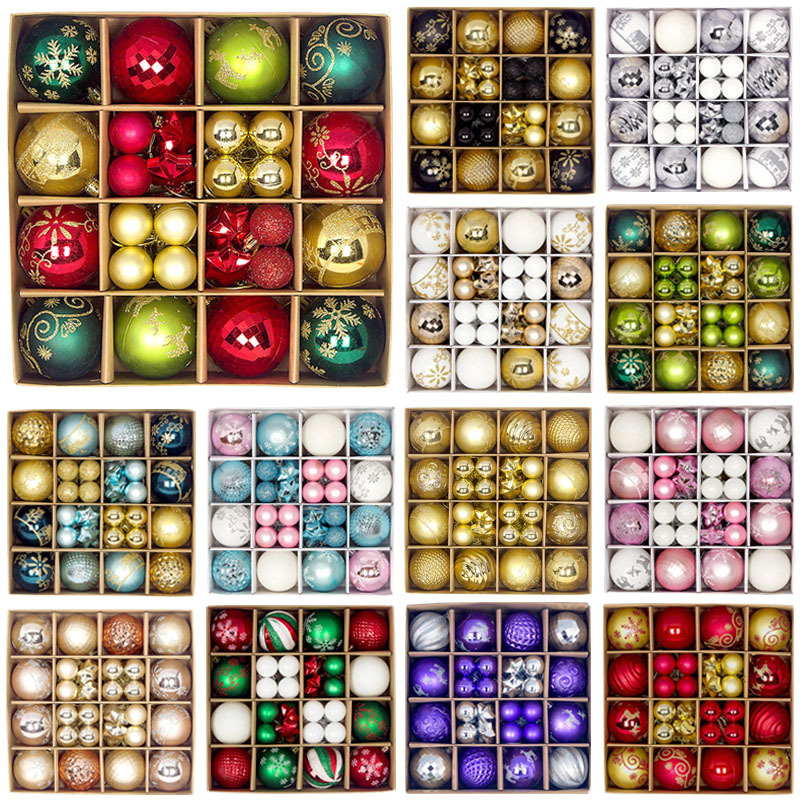 Cross-border new Christmas ball 44PCs painted shaped paper box 3-6cm suit Christmas decorations electroplating Ball Pendant