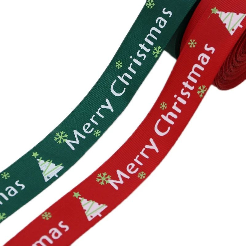 Merry Christmas Thread Belt Printed Rib Belt Silk Belt Gift Packaging Ribbon in stock Wholesale 22 m/Roll