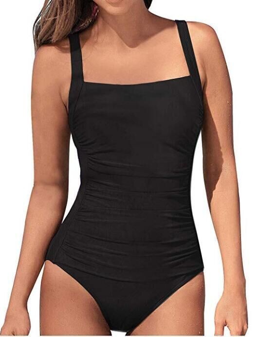 2022 New Swimwear Amazon One-piece Swimsuit European and American Sexy Solid Color Shoulder Strap Adjustable Length Women Swimwear
