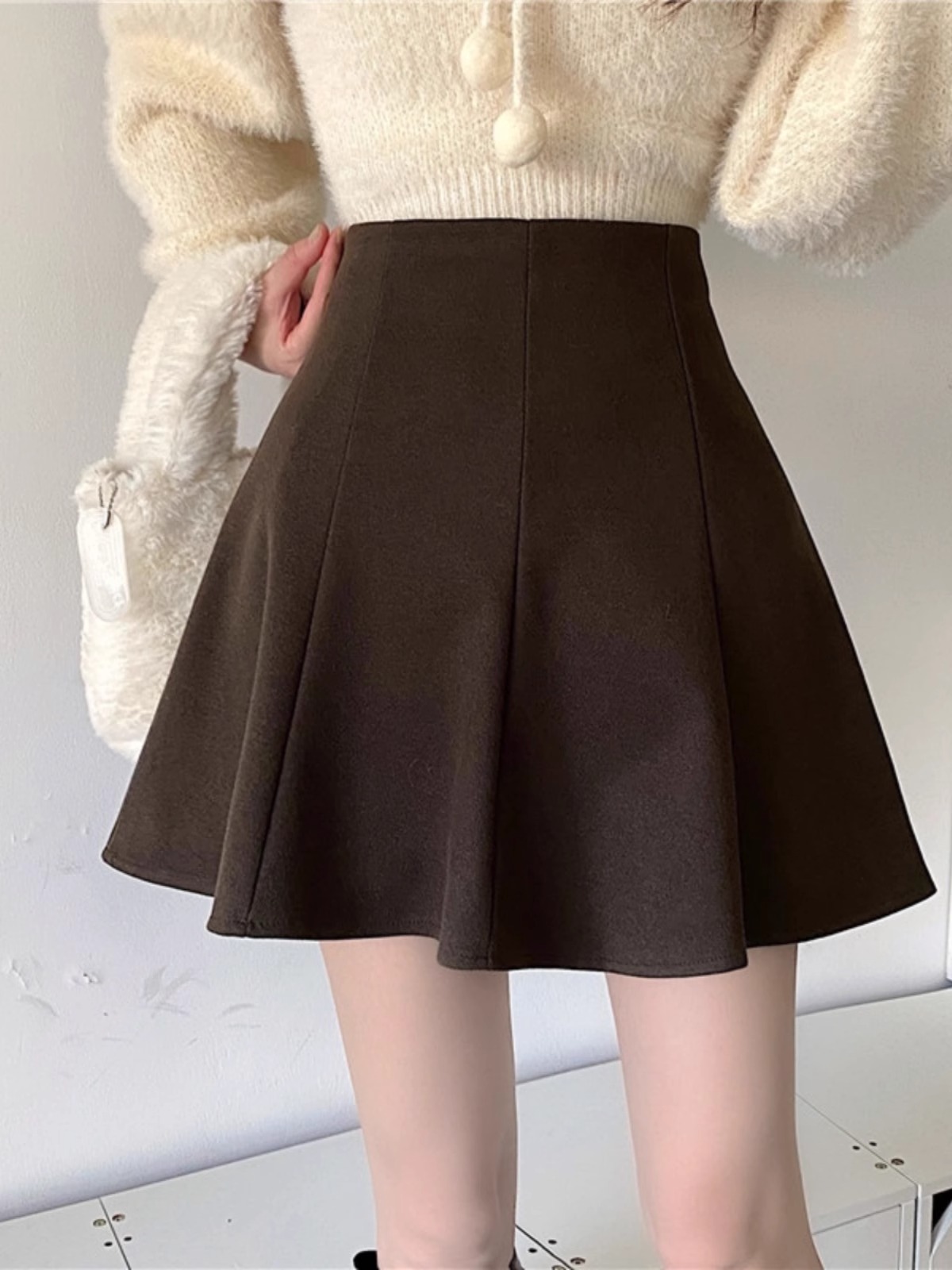 Picture of Corduroy Skirt Women's High Waist Slimming Hip Skirt Fashionable Korean A- line Skirt Autumn and Winter Pleated Umbrella Skirt