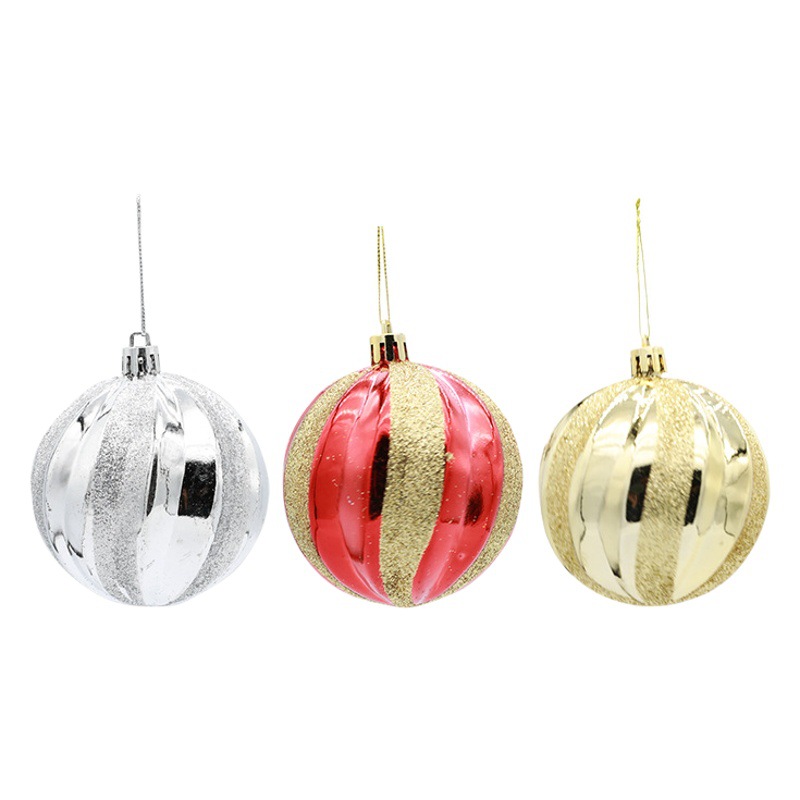 Cross-border wholesale 8cm Christmas ball thread ball Christmas shaped ball spiral Christmas ball Christmas tree decoration props