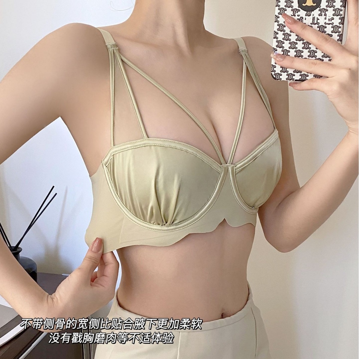 Cross-border Foreign Trade Sexy Underwear Women's Thin Large Chest Shown Small Soft Steel Rings for Auxilary Breast Upper Bra 9982