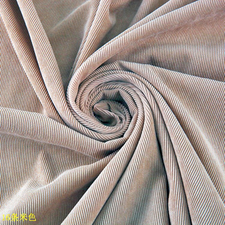 16 Pit Strips, Moderately Glossy, Strong Feel, Smooth Light-Colored Corduroy Series, 16 Brocade Polyester Beige Corduroy Fabrics