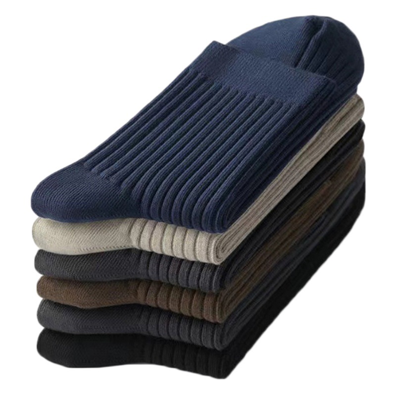 Men's Socks Mid-Calf Socks Autumn and Winter Sweat-Absorbent and Deodorant Sports All-Season Sports Korean Style Pure Color Business Men's Socks