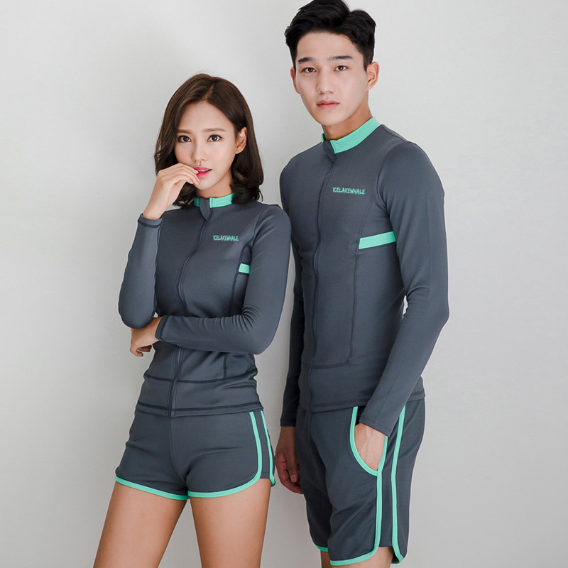 Picture of Korean Couple Diving Suit Women's Jellyfish Suit Men's Snorkeling Suit Long-sleeved Swimsuit Quick-drying Surfing Split Sunscreen Diving Suit