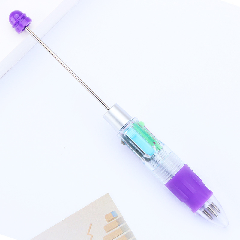 Picture of Factory Direct four-color beaded pen DIY multi-color refill ballpoint pen key mark press plastic gift pen