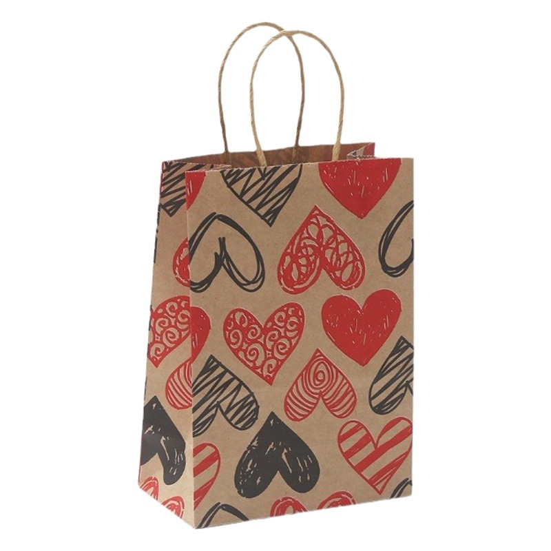 Kraft Paper Bag Valentine's Day Gift Bag MINI Thickened Portable Solid Gift Bag Tanabata Gift Bag for Friends