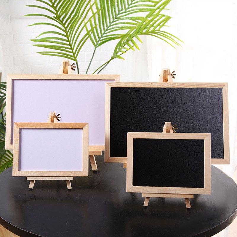 Double-sided blackboard/whiteboard set vertical wooden frame message board children's drawing board home desktop writing board wholesale