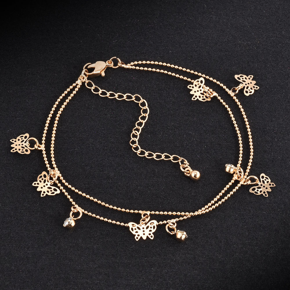 Picture of Aliexpress Jewelry Foot Accessories European and American New Style Double-Layer Butterfly Anklet Fashionable Alloy Women's Anklet Trendy