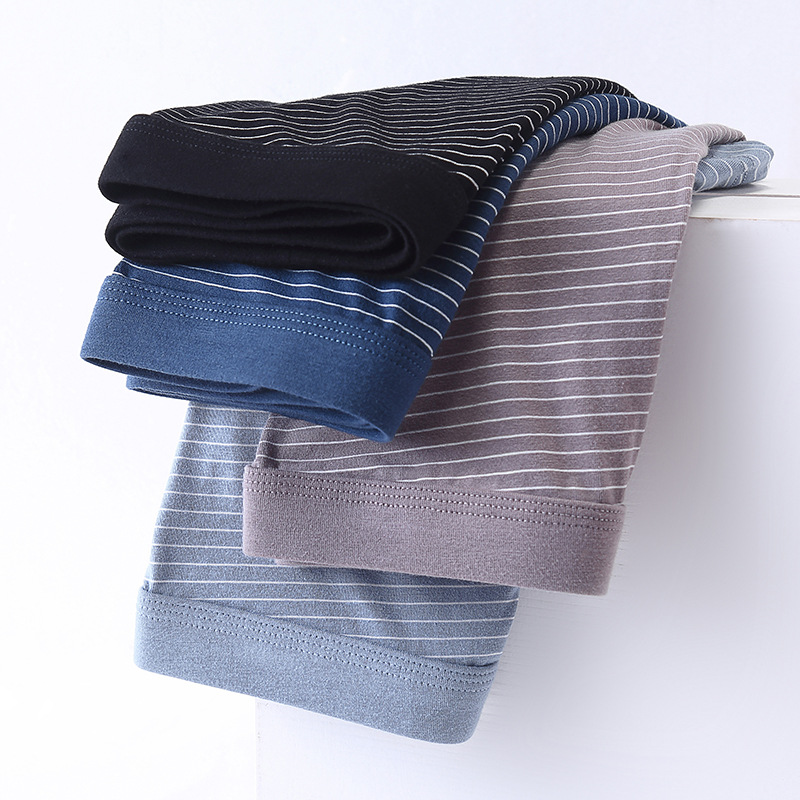 Picture of Cotton mid-high waist men's underwear loose plus size breathable men's boxer striped print cotton boxers