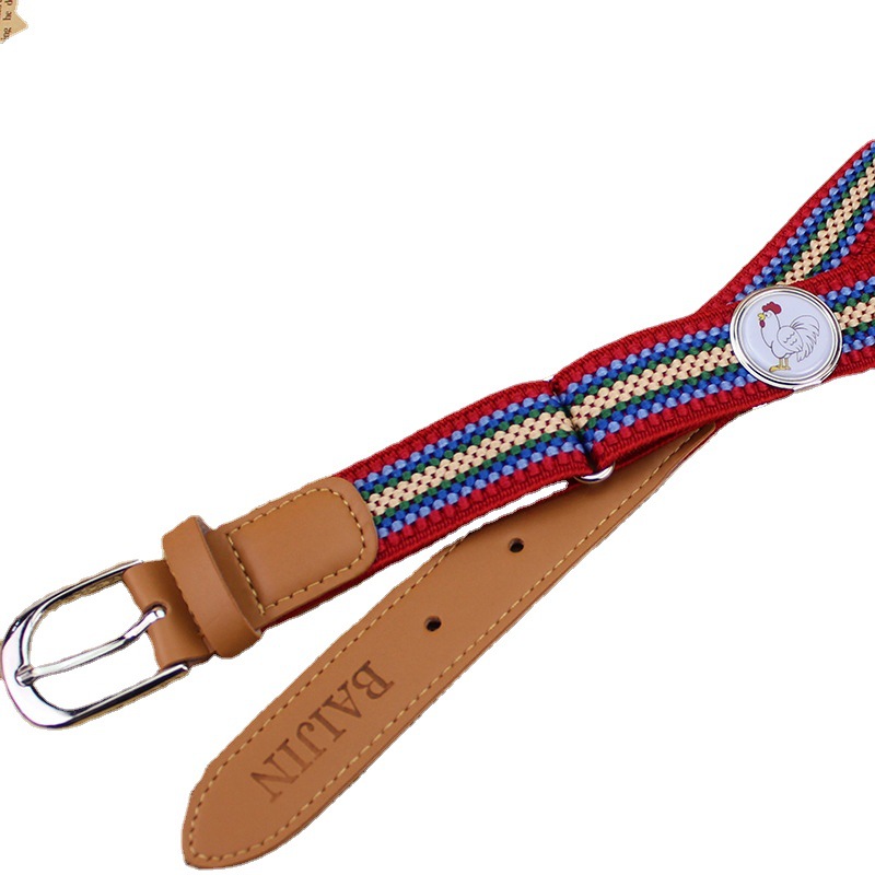 Fashion Round Buckle Children's Waist Cover Simple Cartoon Chinese Zodiac Elastic Knitted Belt Pin Buckle Children's Elastic Belt