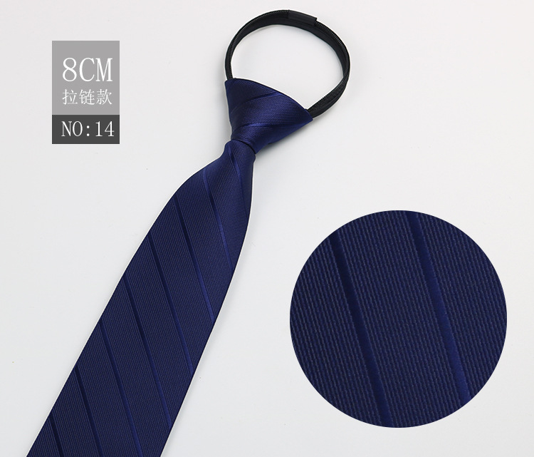 Picture of Factory Black Men's Tie Striped Blue Business Tie Lazy People Knot Free Zipper Tie in stock Wholesale