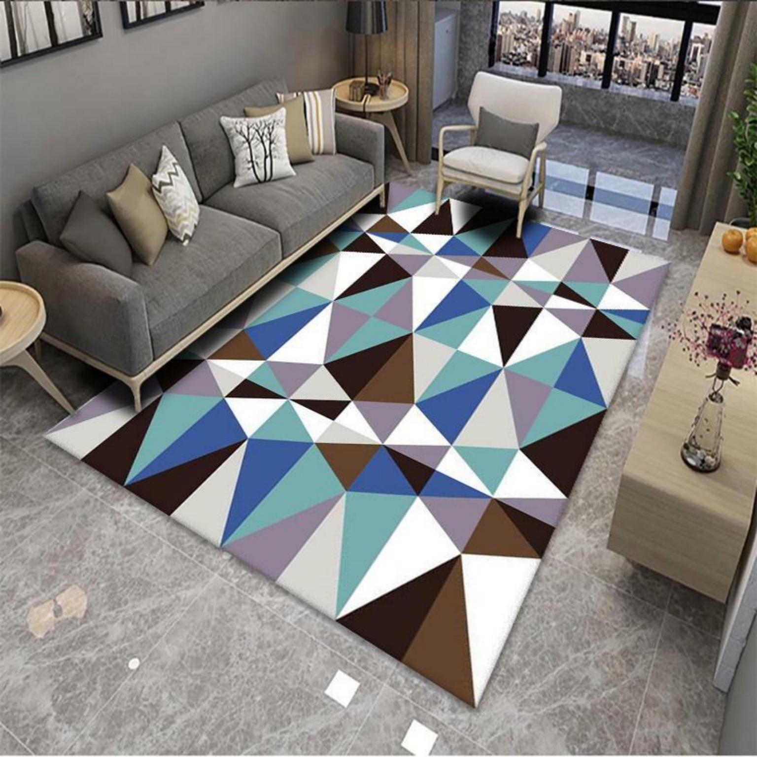 Picture of Modern Simple Living Room Carpet Geometric Pattern Home Study Sofa Printing and Dyeing Carpet Homestay Hotel Carpet Floor Mat