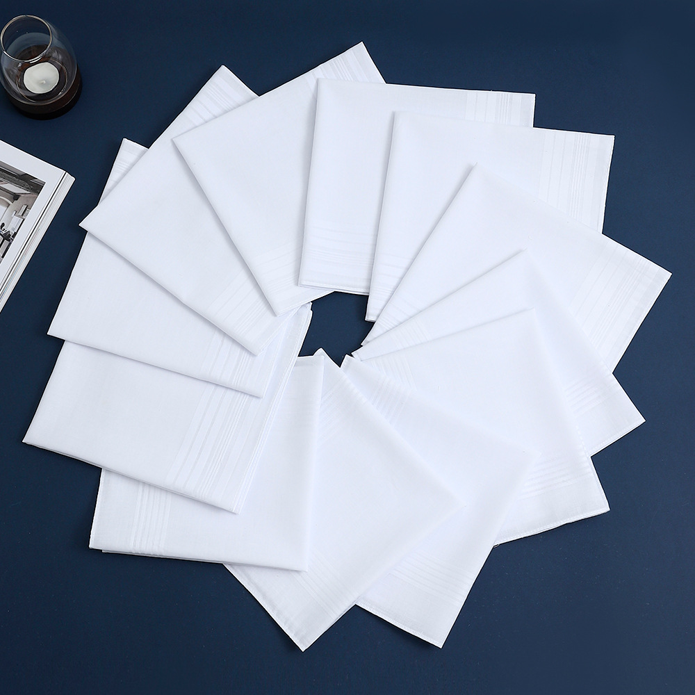 Picture of 40cm Pure White Handkerchief Cotton Satin Edge Plain Handkerchief Cross-border Hot Selling Hand Towel Soft and Comfortable Suit Pocket Towel