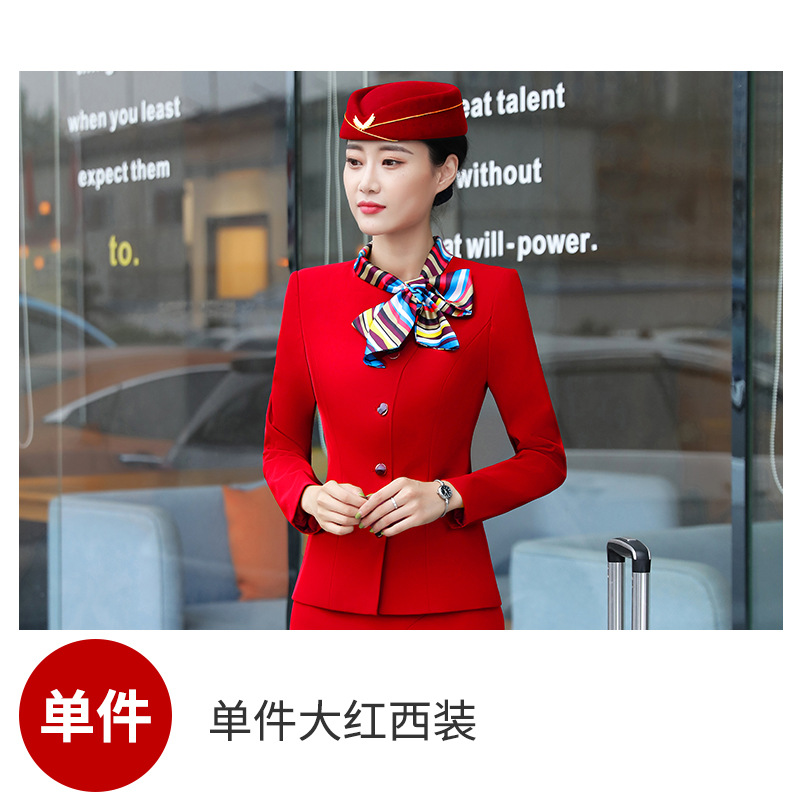 Picture of Stewardess Professional Suit for Women, Autumn and Winter Blazer Dress Set, Beautician Workwear, Hotel Front Desk Uniform, Aviation Work Clothes