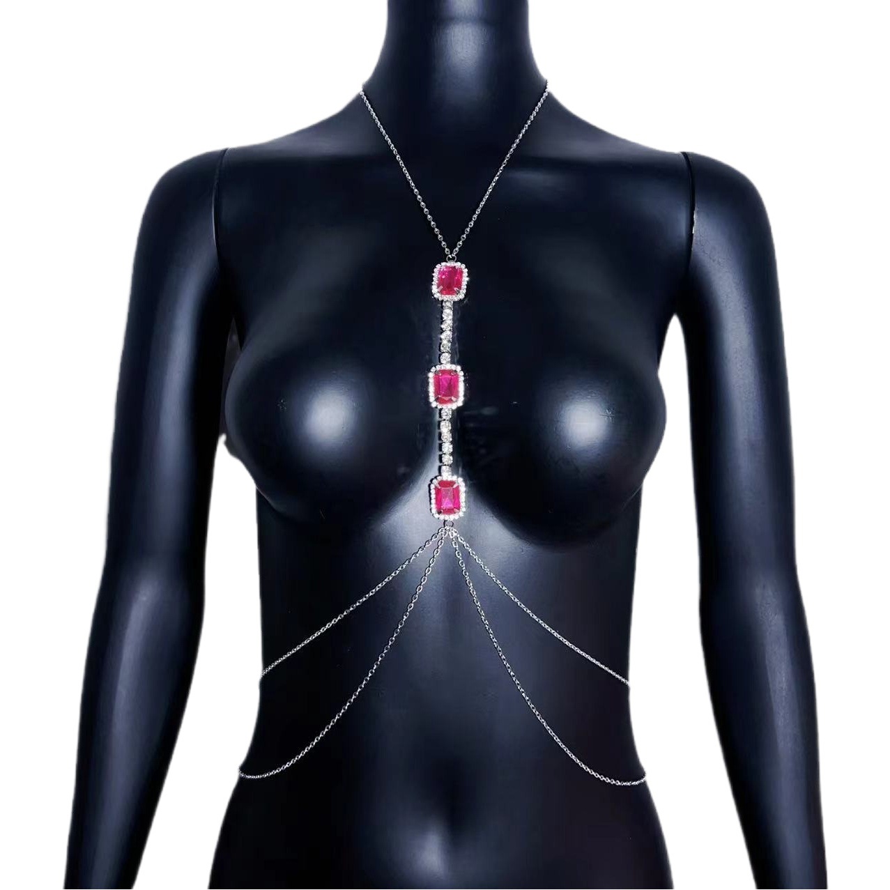 European and American Sexy Exaggerated Rhinestone Chest Chain Beach Swimwear Decoration Full Diamond Shiny Nightclub Bikini Body Chain Women