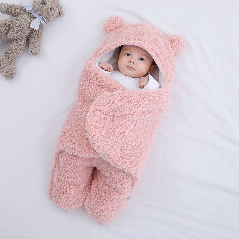Picture of Baby Holding Sleeper Autumn and Winter Thickened Newborn Baby Swaddling Supplies Anti-startling Outgoing Bag Sleeping Bag