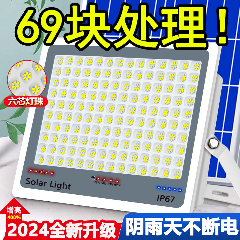 2024 New Solar Outdoor Garden Light Household Outdoor Waterproof Rural Yard Indoor Lighting Sensor Street Light