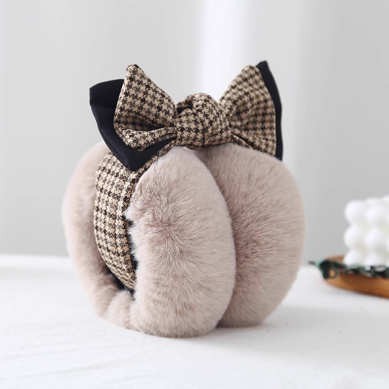 crazy bird Bow Plush Earmguard Women's Winter New Warm Furry Cold-proof Ear Bag Ear Cover