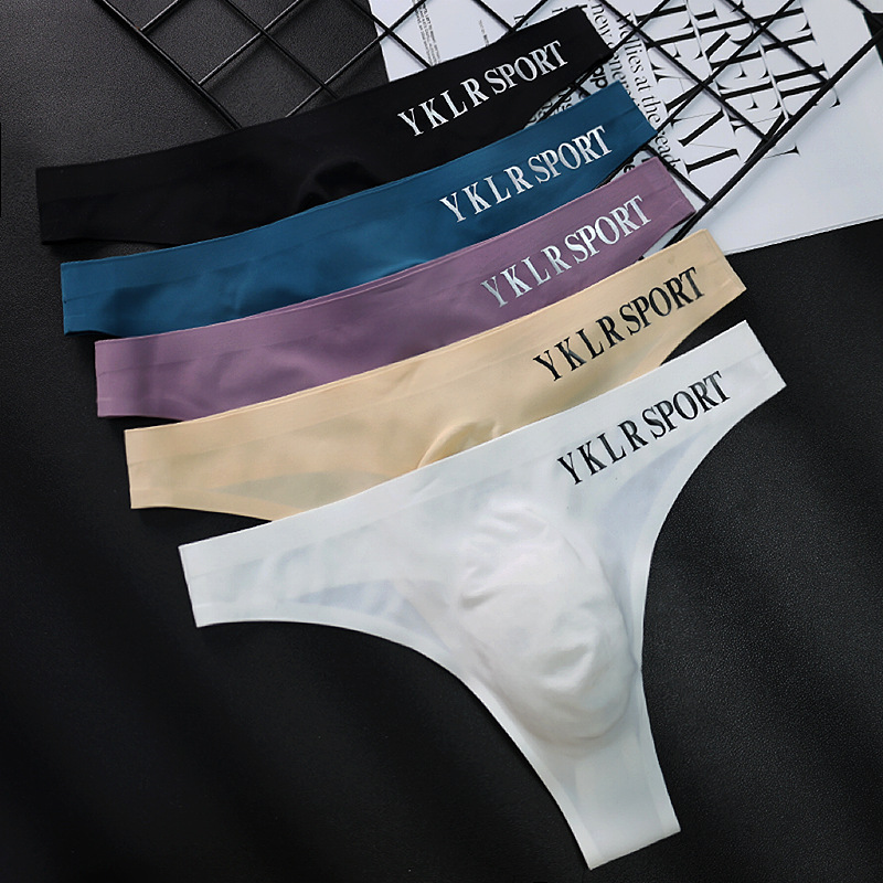 Foreign Trade Men's Sexy Sports Fitness Pants with Letters, Thin Ice Silk Low-Waisted Seamless Triangle Single Men's Underwear