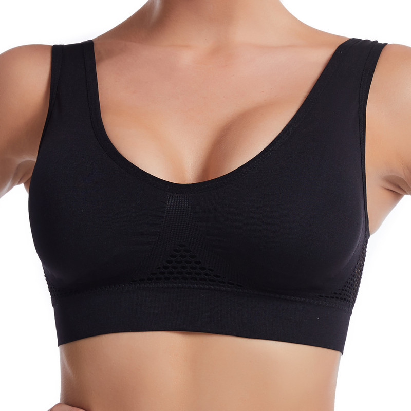 Picture of Hollow Mesh Sports Bra Women's Shock-Proof Vest Running Yoga Fitness Bra Beautiful Back Push up Large Size Amazon