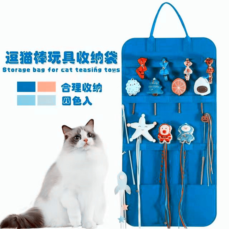 Cat Toy storage hanging bag wall-mounted thickened felt storage bag pet supplies funny cat stick storage and finishing