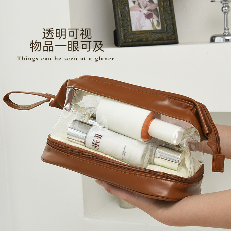 Picture of Internet celebrity cloud cosmetic bag double-layer Women's Travel portable portable travel ins cloud wash makeup storage bag