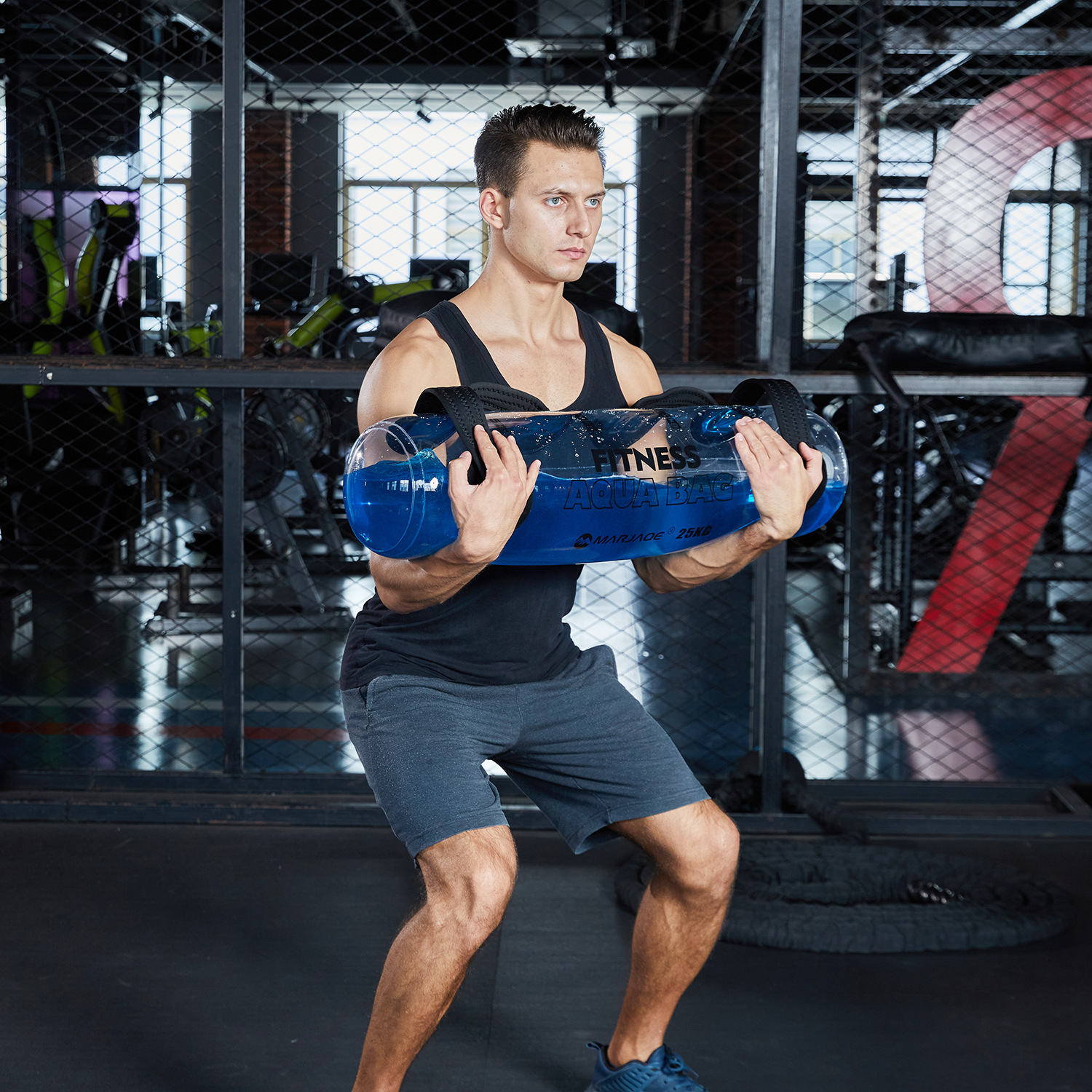 Picture of MARJAQE Fitness Water Bag Folding Water Filling Weight-bearing Water Bag Weightlifting Fitness Adjustable Weight Thickened PVC Mesh Fabric