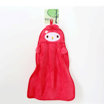 Picture of Korean Style Kitchen Cute Children Cartoon Microfiber Coral Velvet Animal Embroider Hanging Hand Towel Hand Towel