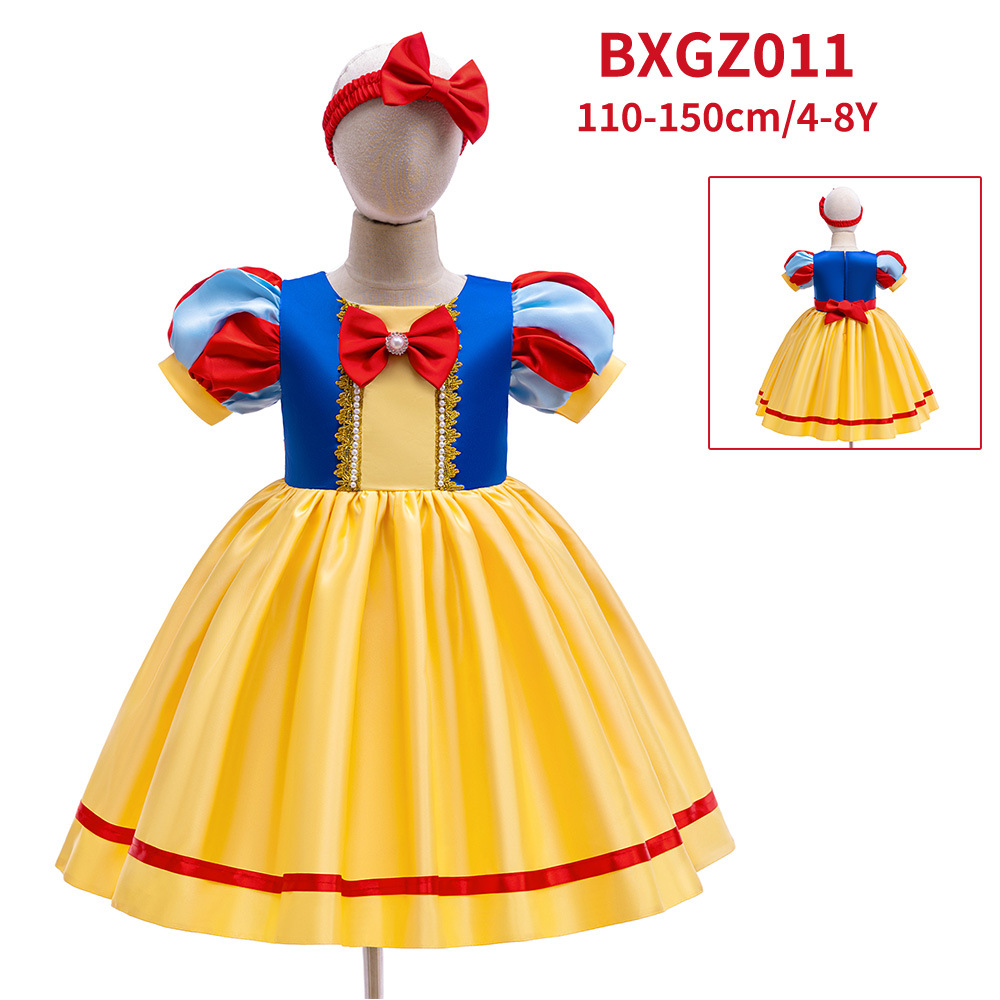 Picture of Halloween Dress up Snow White Bow Fluffy Dress Girls Performance Costume Cosplay Party Dress