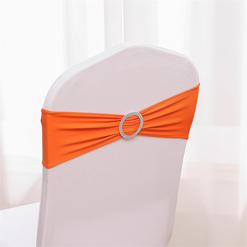 Picture of Backrest Flower Stretch Chair Cover Bow Banquet Decoration Free Wedding Ribbon Wedding Hotel Ribbon Stool Strap