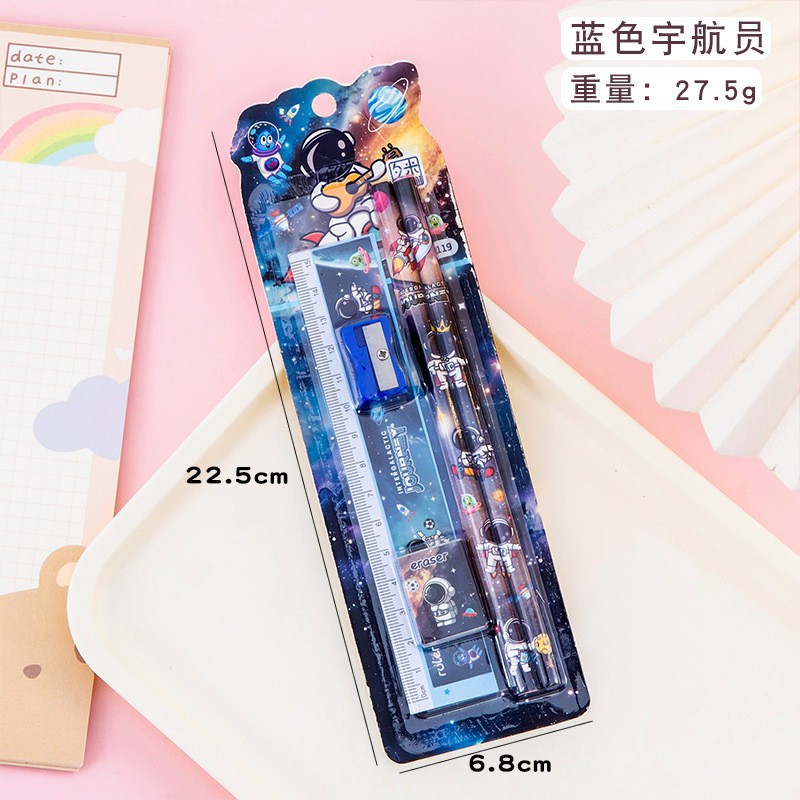 Picture of Children's Day Gift Cartoon Stationery Set Student Pencil Set Original New Five-piece Set Rubber Pencil sharpener