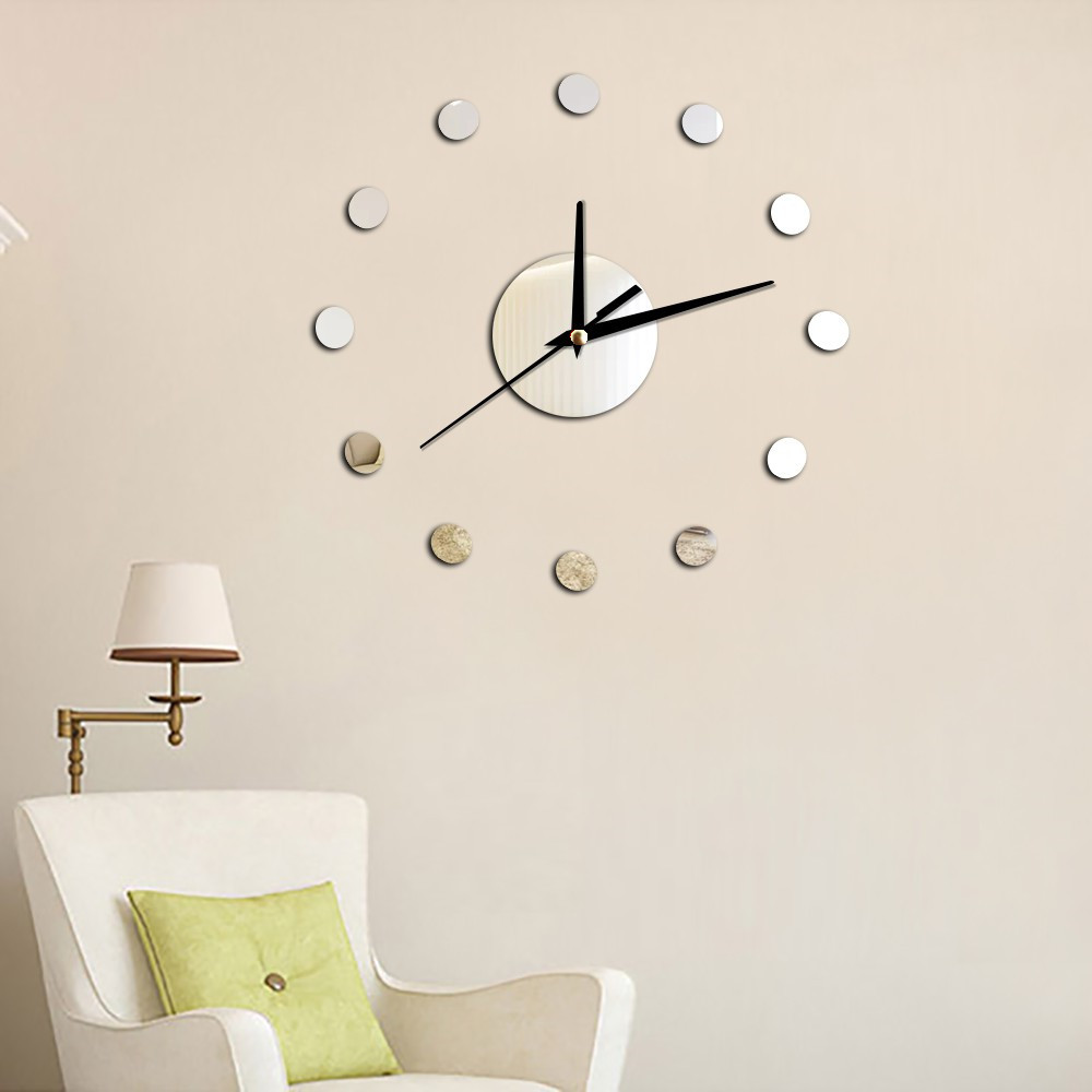 GZ124 dot combination mirror wall clock silent DIY clock modern living room bedroom home mirror decoration
