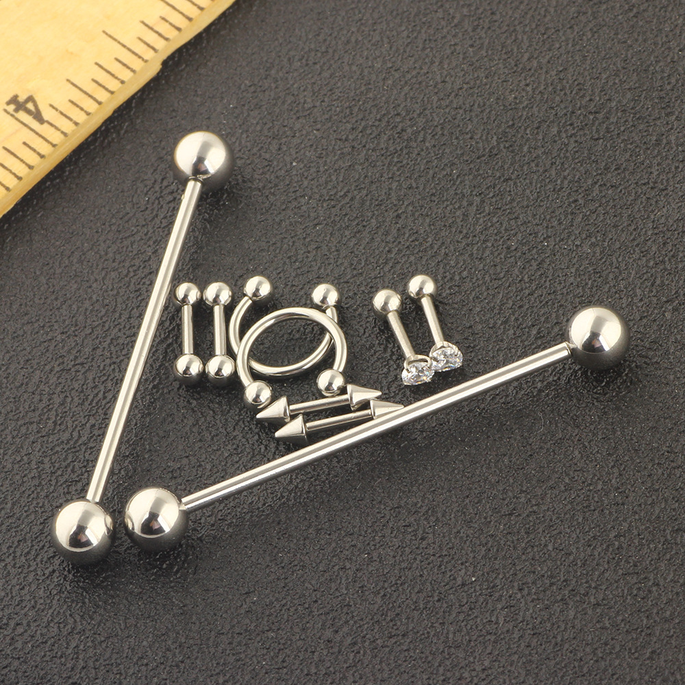 Picture of Amazon EBAY 10 pieces suit piercing jewelry nose ring nose nail eyebrow nail lip nail long rod industrial ear studs