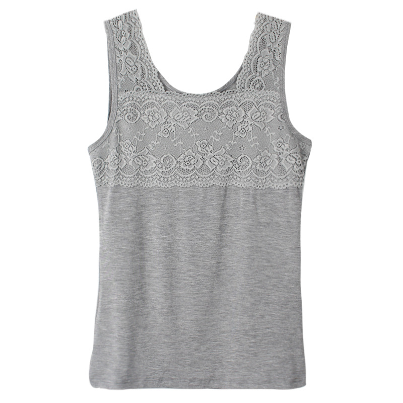 Picture of Modal Camisole Lace Vest Women's Summer Sleeveless Versatile Large Size Slim Round Neck Inner Layering Shirt Women's Thin Top
