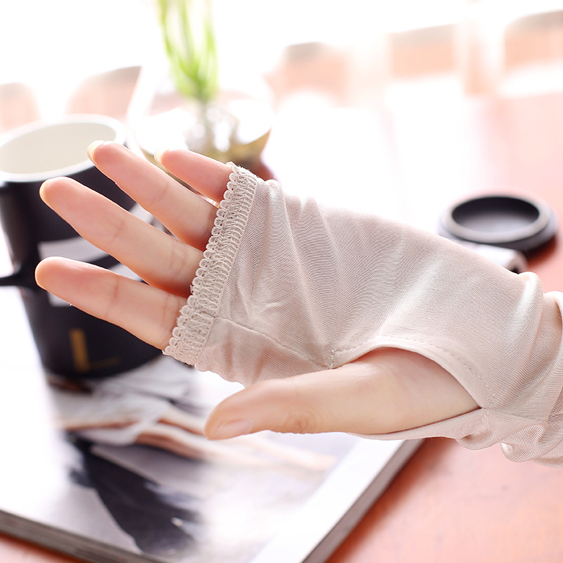 Picture of Strictly Selected Silk Sunscreen Sleeves Women's Gloves Summer Silk Ice Sleeves Women's Long Sunshade Gloves Women's Ice Sleeves