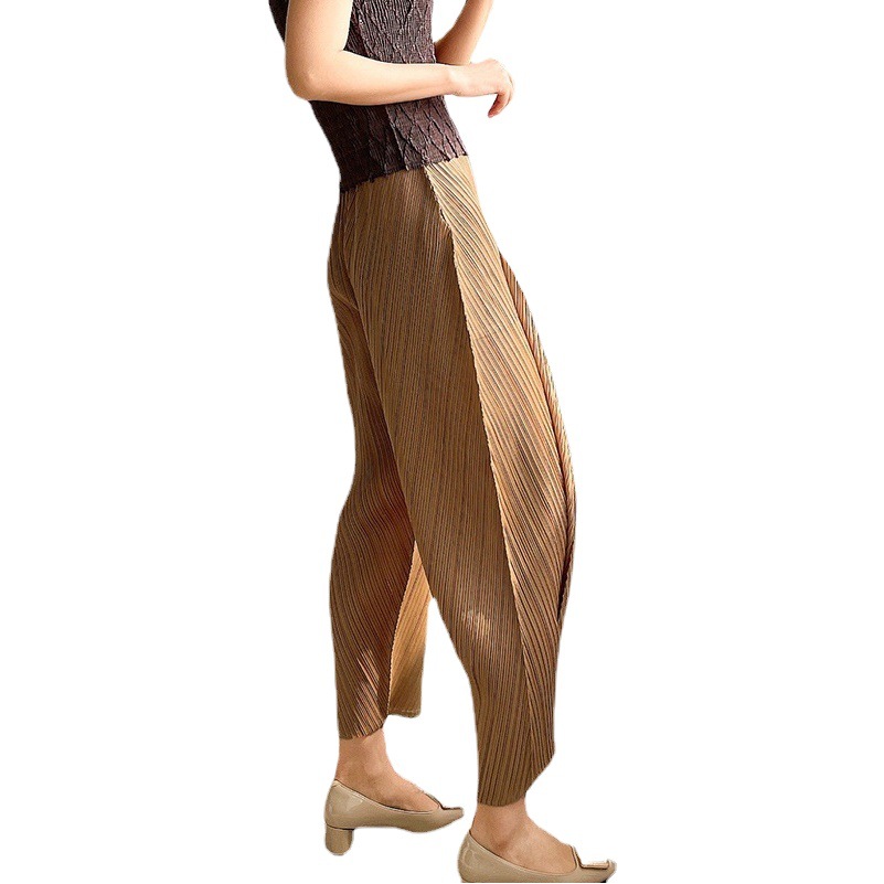Miyake Pants Dad Pants Women's Pleated Harem Pants Summer New Loose Granny Pants Casual High-Waisted Nine-Point Pants Slimming Look