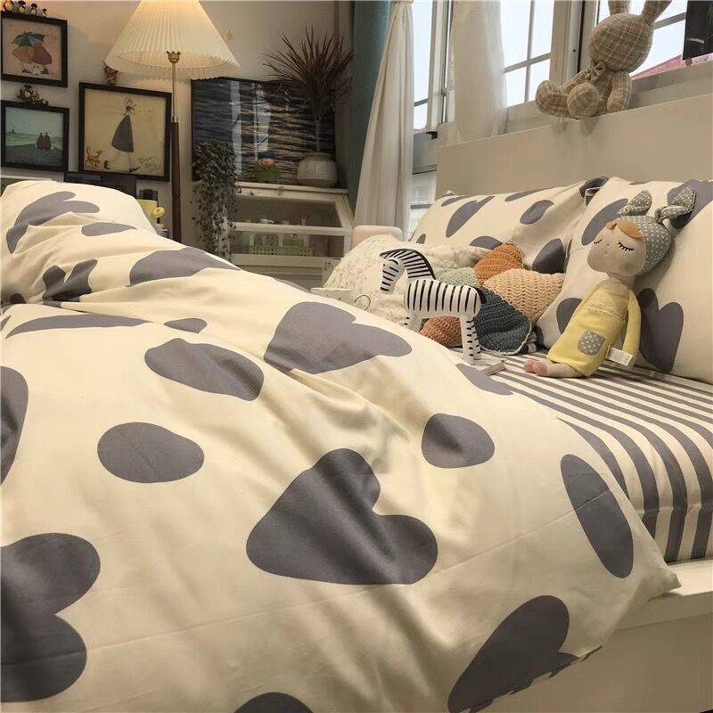 Picture of Four Seasons Washed Cotton ins Quilt Cover Four-piece Set Student Dormitory Bed Sheet Double Three-piece Set Quilt Cover Bedding