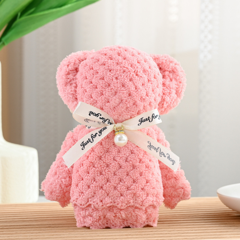 Picture of Coral fleece pineapple Pearl bear towel gift small gift 30*30 opening gift welfare gift