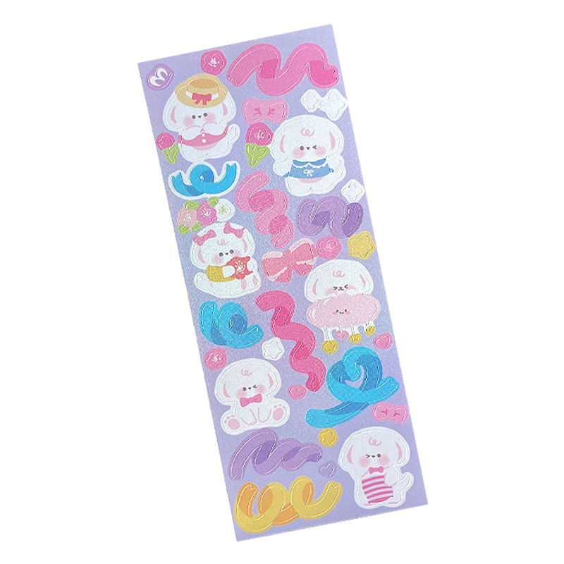 Cartoon creative goo card stickers children's cute diy Journal stickers laser waterproof collage material decorative stickers