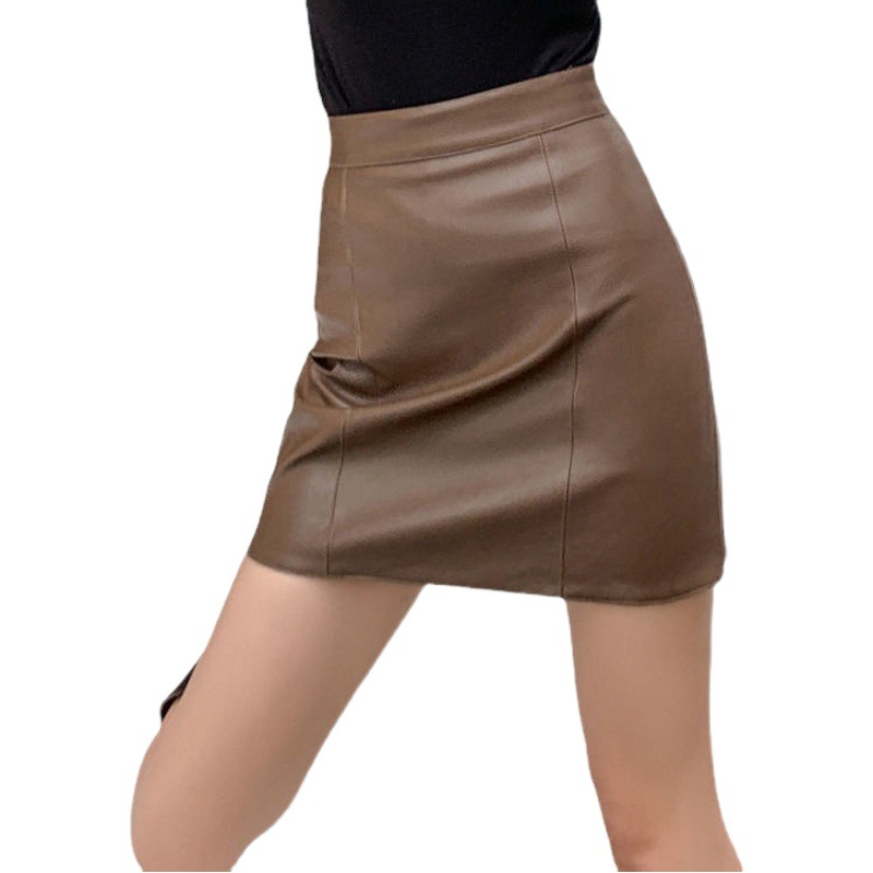 chubby girl Leather Skirt Women's 2023 New High Waist Slimming Skirt Short Skirt plus size A- Line Skirt Ins Super Hot Skirt Autumn and Winter Style